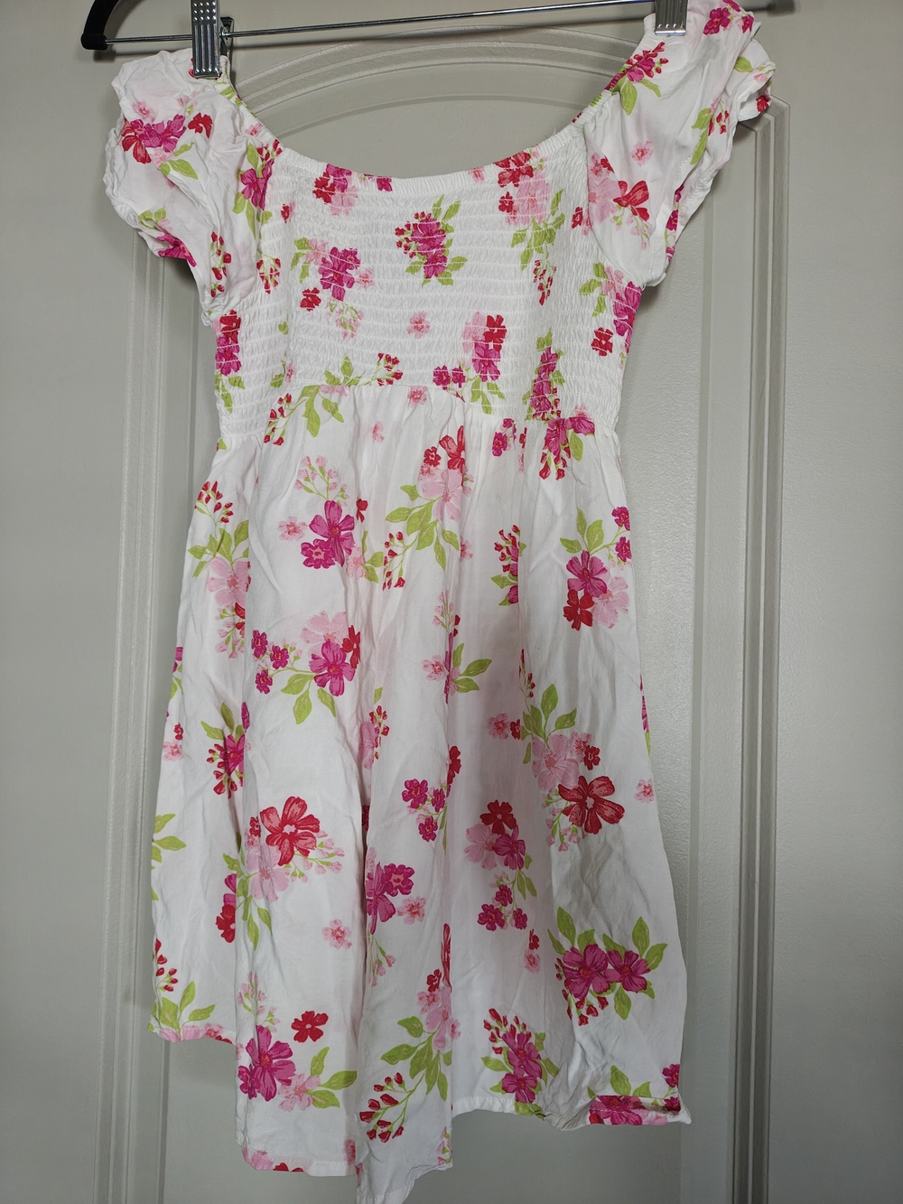 The Children's Place White Romper with Pink Floral Print